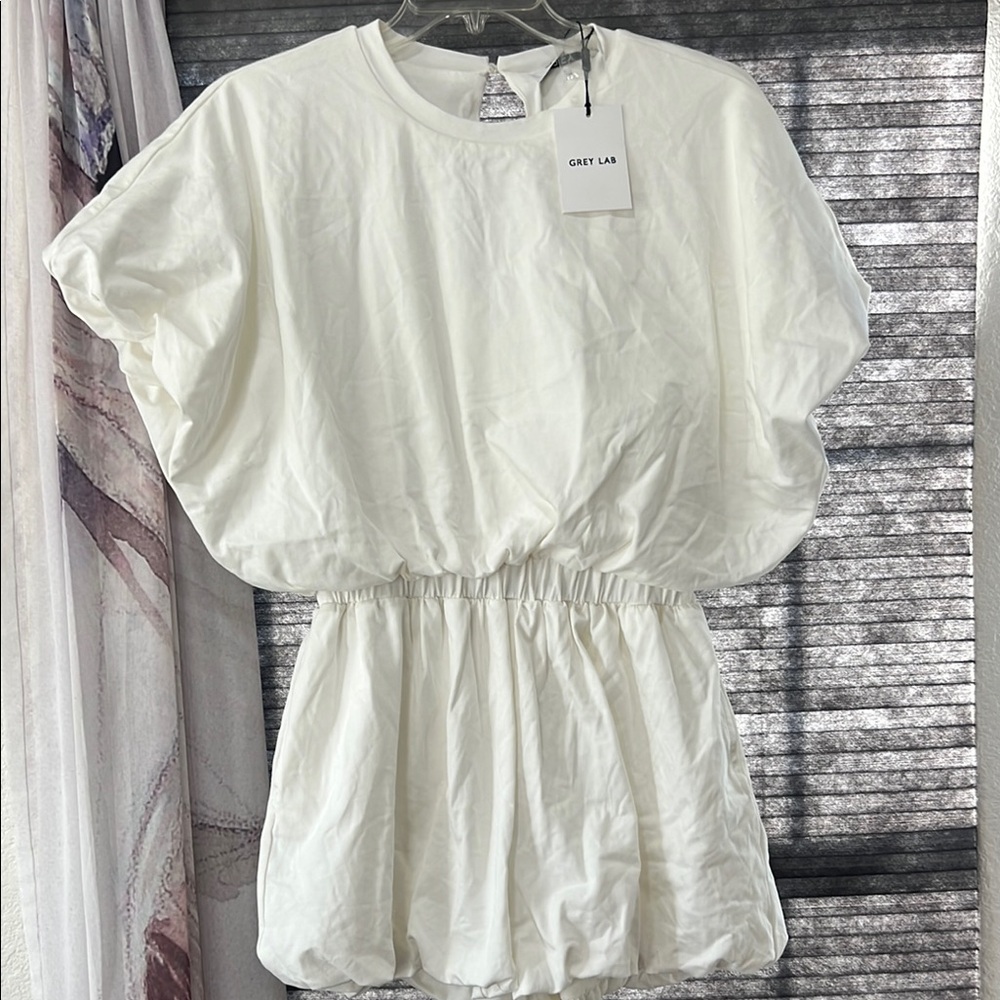 GREY LAB Cream Boxy Cap Sleeve T-Shirt